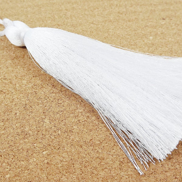 Extra Large Thick White Thread Tassels - 4.4 inches - 113mm - 1 pc