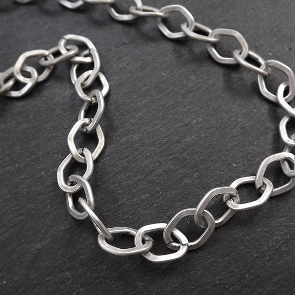 Super Large Chunky Diamond Link Chain  - Matte Silver Plated - 1 Meter  or 3.3 Feet