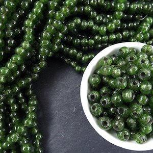 BULK - 50 perline di vetro rustico verde muschio - artigianali tradizionali turchi fatti a mano - 8 mm - perline di vetro turche