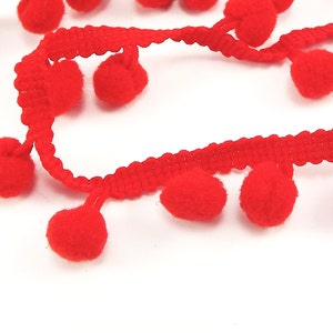 Red Pom Pom Fringe String Braid Cord 1 Meter 1.09 Yards - Etsy