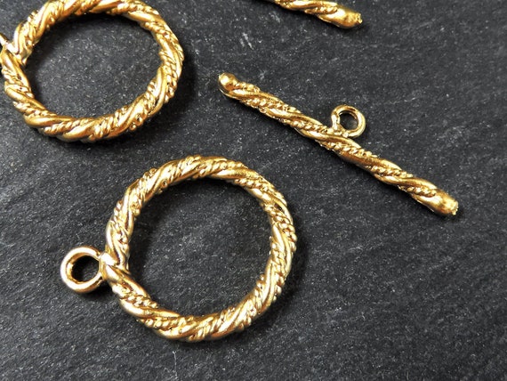 Gold Toggle Clasps, Gold Cord End Clasp, Mini Toggle Clasps, Gold Necklace  Clasp, 2 Sets