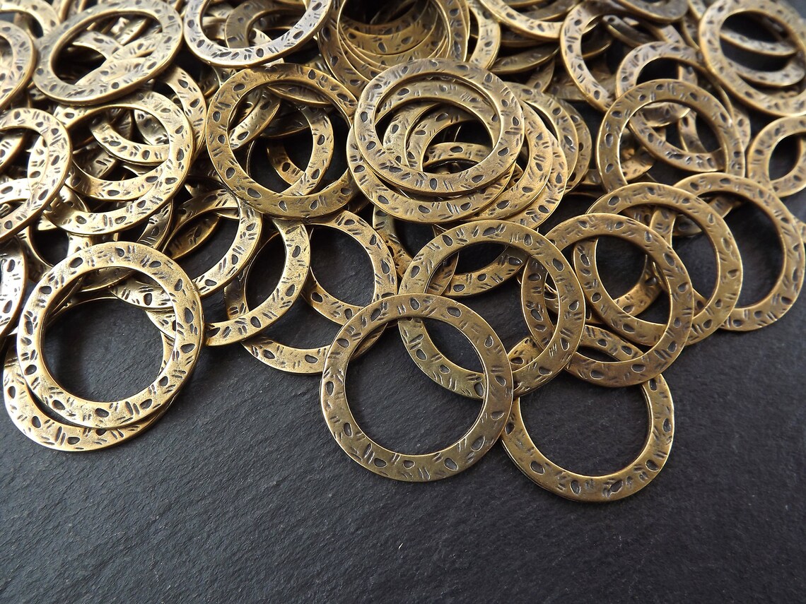 Bronze Ring Circle Link, Round Link Component, Organic Loop Pendant ...