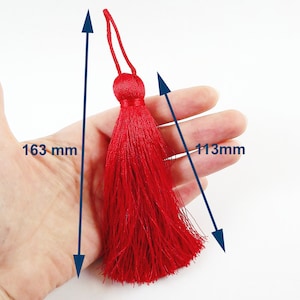 Extra Large Thick Red Thread Tassels 4.4 inches 113mm 1 pc image 5