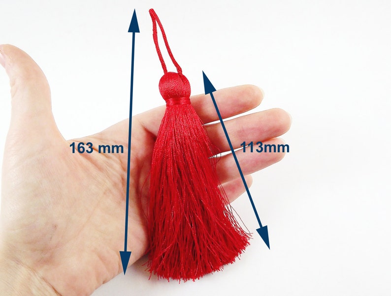 Extra Large Thick Red Thread Tassels 4.4 inches 113mm 1 pc image 5