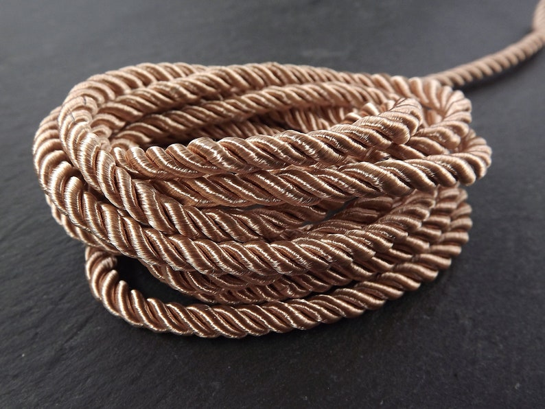 5mm Sepia Beige Rope, Beige, Cord, Twisted Cord, Rayon, Satin, Rope ...