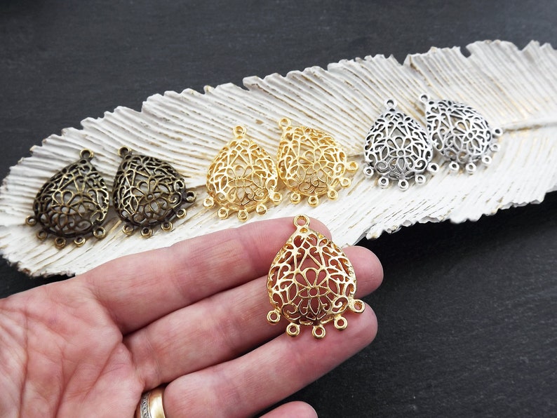 Teardrop Lace Earring Pendant Connector Pendants Chandelier Etsy