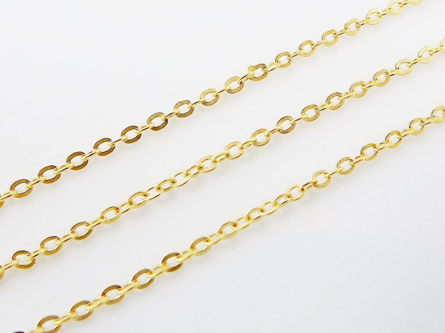 1.5mm Delicate Cable Chain 22k Matte Gold Plated 1 Meter Etsy