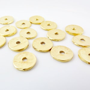 10 Gold Heishi Beads Hammered Disc Statement Spacer Bead 22k Matte Gold Plated Turkish Jewelry Making Supplies Findings Components image 5