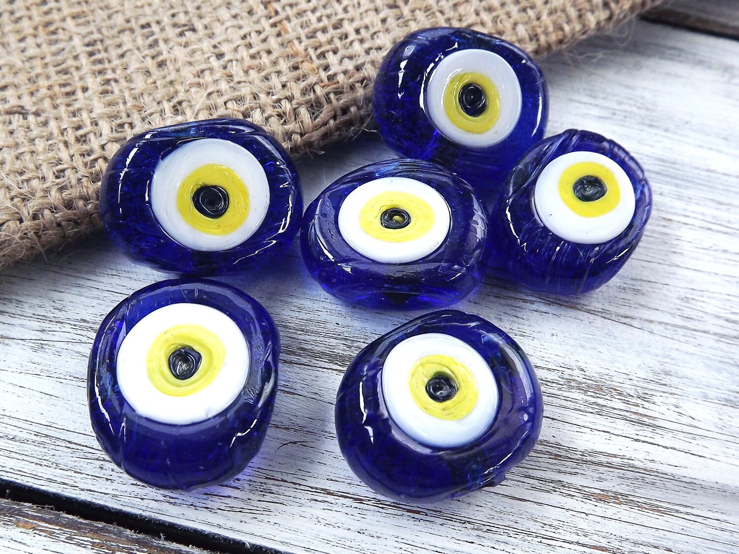 Vintage blue, yellow and white Turkish Evil Eye beads. – Earthly Adornments