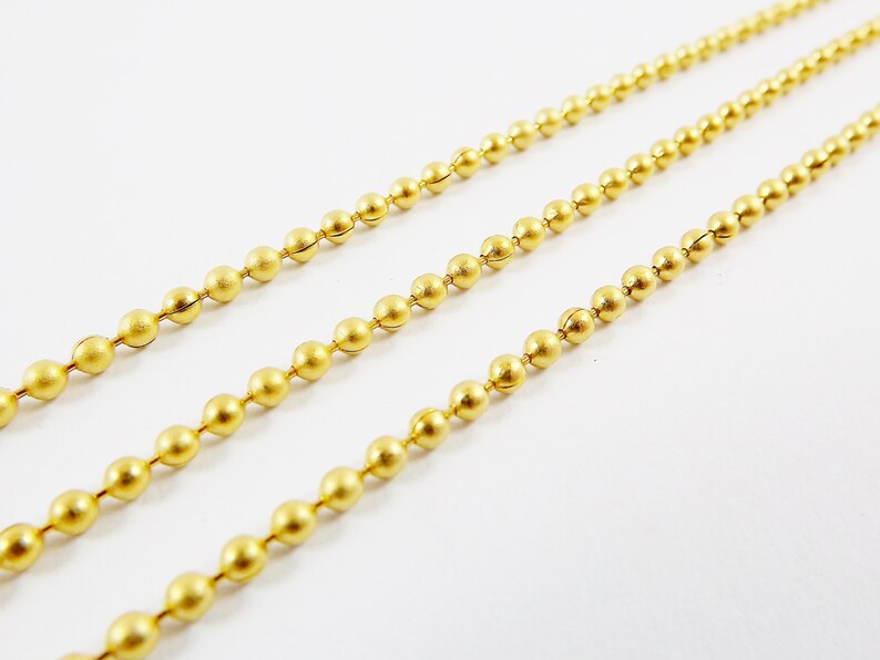 2mm Ball Chain 22k Matte Gold Plated 1 Meter or 3.3 Feet Etsy