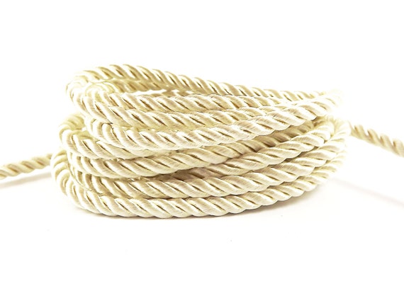 3.5mm White Twisted Rayon Satin Rope Silk Braid Cord - 3 Ply Twist - 1  meters - 1.09 Yards - No:17