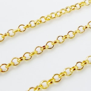 2mm Gold Rolo Chain Round Link, Gold Chain, Bracelet Necklace Chain Jewelry Supplies - 22k Gold Plated - 1 Meter  or 3.3 Feet - GCHA109