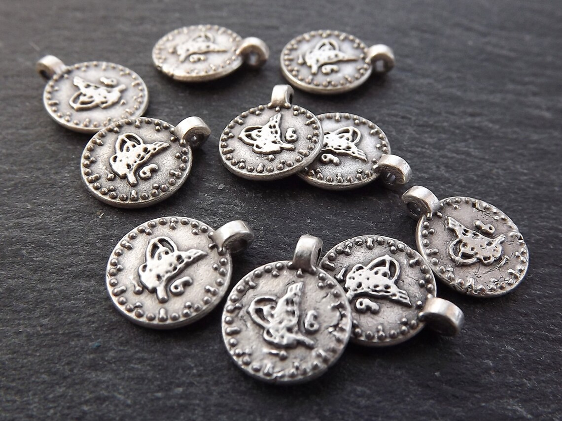 Silver Coin Charms, Dotted Rim, Tughra, Replica Coin, Silver Charm ...