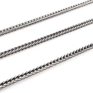 Silber Fuchsschwanz Kette, Bali Geflochtene Kette, Geflochtene Kette, 2mm Fuchsschwanz Schlangenkette MEDIUM, Matte Antik Versilbert, 1 Meter