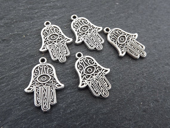 Small Hamsa Pendant Charm Evil Eye Hand 