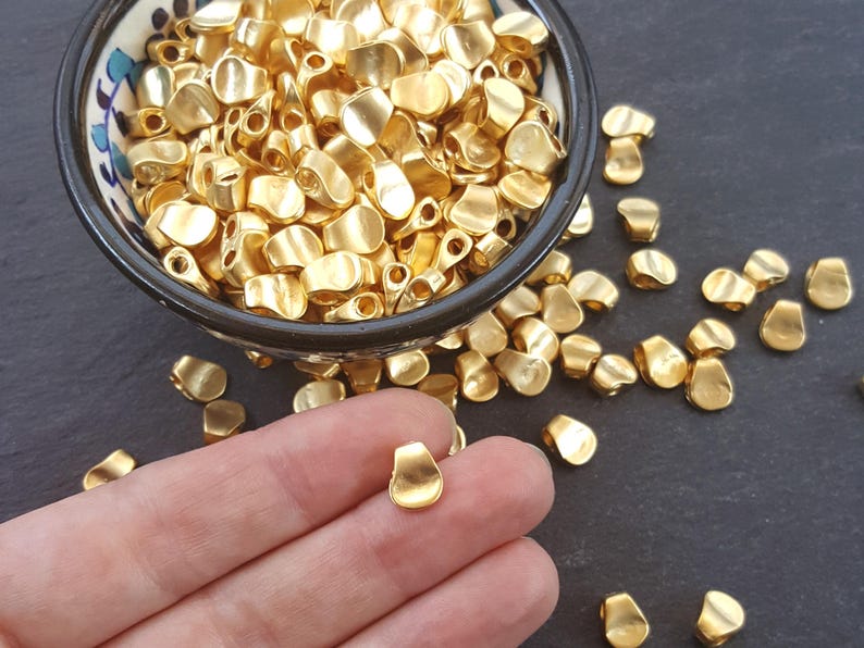 10 Pinched Gold Beads Spacers Jewelry Making Supplies Etsy