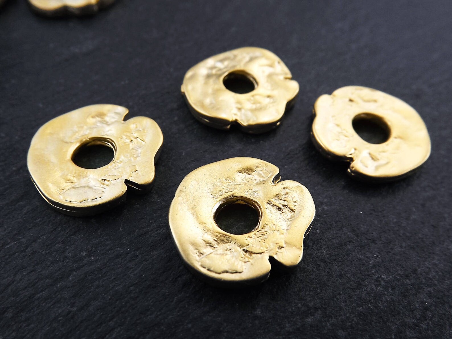 Disk Pebbles Gold Cornflake Disc Pebble Bead Spacers, Free Form Beads, Organic Flat ...