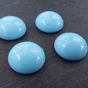 4pcs Opaque Pale Blue Czech Round Glass Dome Cabochon Beads - 18mm