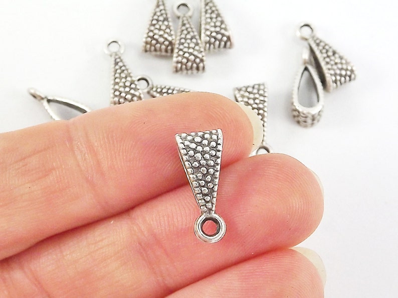 Small Dotted Silver Bead Bail Pendant Bail Charm Holder Etsy