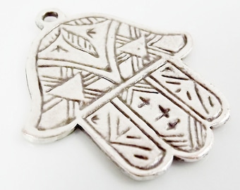 Breloque pour main de Hamsa en argent sterling - Pendentif mauvais œil : pendentif bijoux à breloques cadeau - France