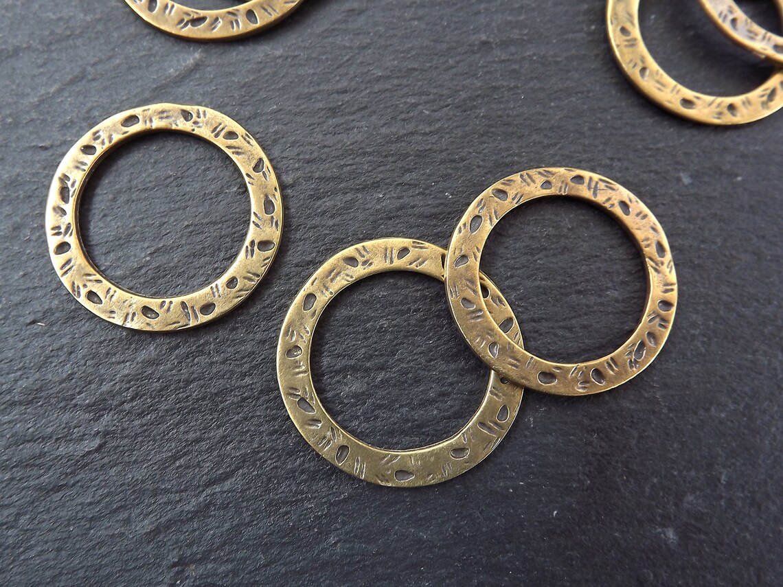 Bronze Ring Circle Link, Round Link Component, Organic Loop Pendant ...