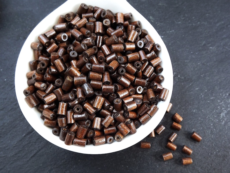 Brown Wooden Beads Choose 50pcs Wooden Spacers 200pcs or 400pcs Brown Wood Tube Beads Satin Varnished Wood Beads 8mm