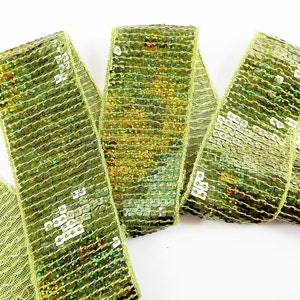 Salbei Grünes Glitzernden Quadrat Pailletten Borte Trim Spitzenband - 1,65 Zoll - 1 Meter oder 3,3 Fuß oder 1,09 Yards