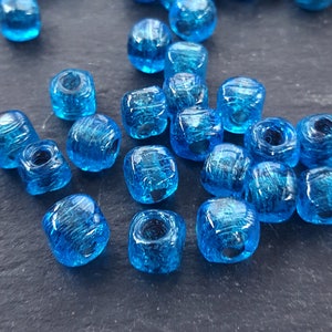 30 perle di vetro blu blu dell'Egeo Cubo rustico cubo quadrato perla tradizionale turca artigianale fatta a mano 7mm - perle di vetro turco