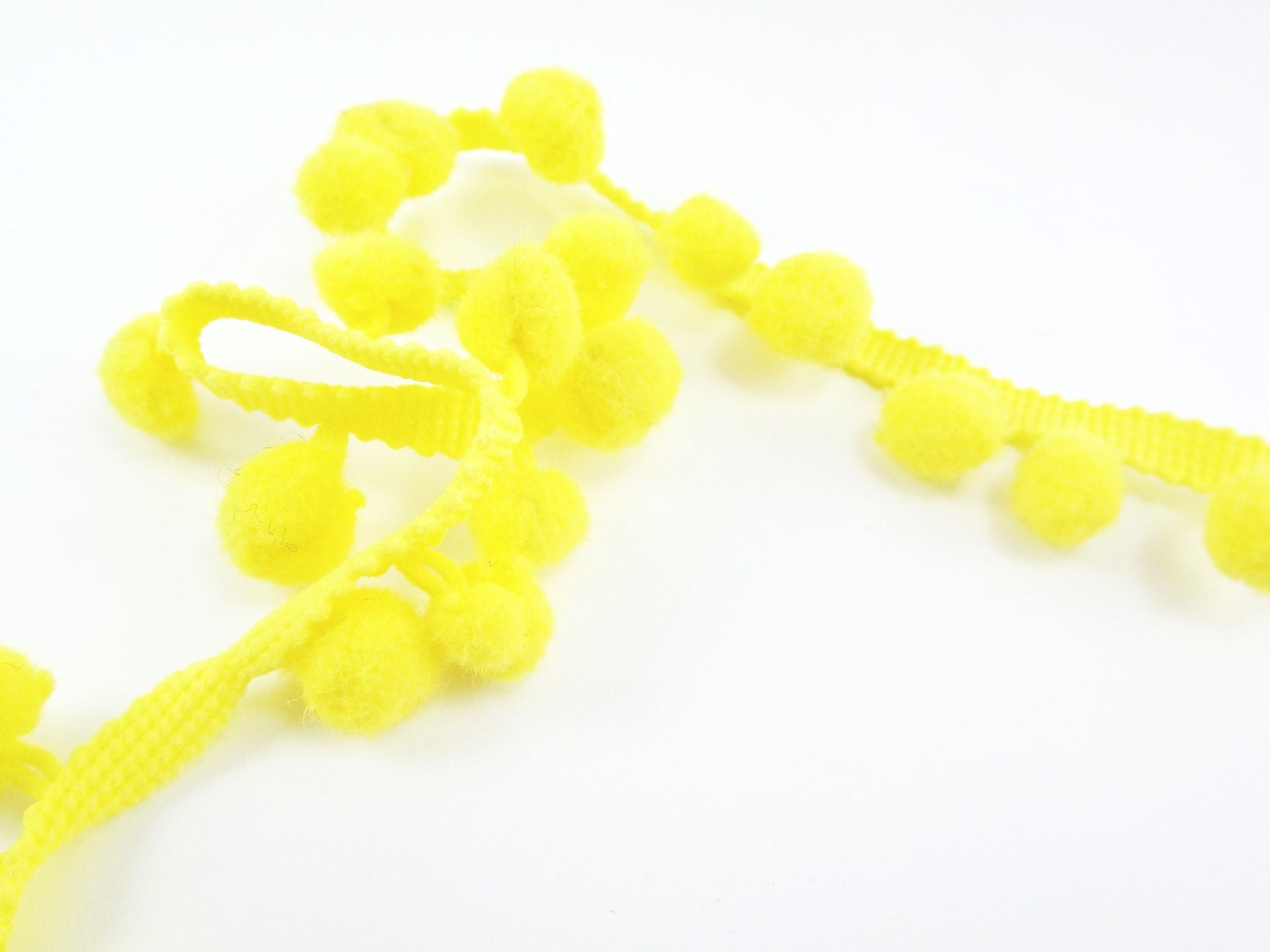 Lemon Yellow Pom Pom Fringe String Braid Cord 1 Meter 1.09 - Etsy