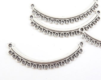 4 Looped Curve Bar Connector - Matte Silver Plated