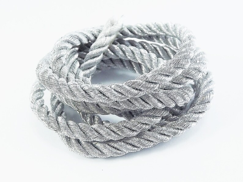 Metallic Silver Rope, 5mm Rope, Twisted Rope, Rayon Rope, Braid, Silver ...