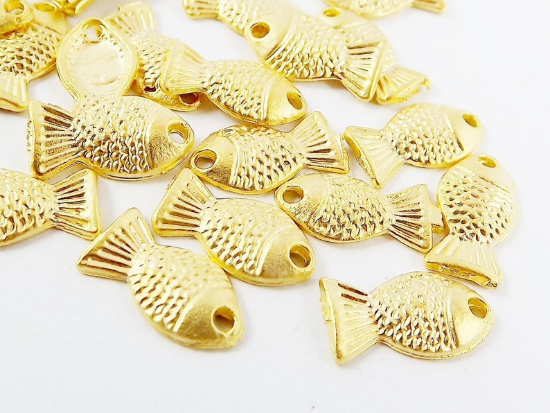 Mini Fish Charms Small Fishes Gold Fish Charms Bracelet Etsy