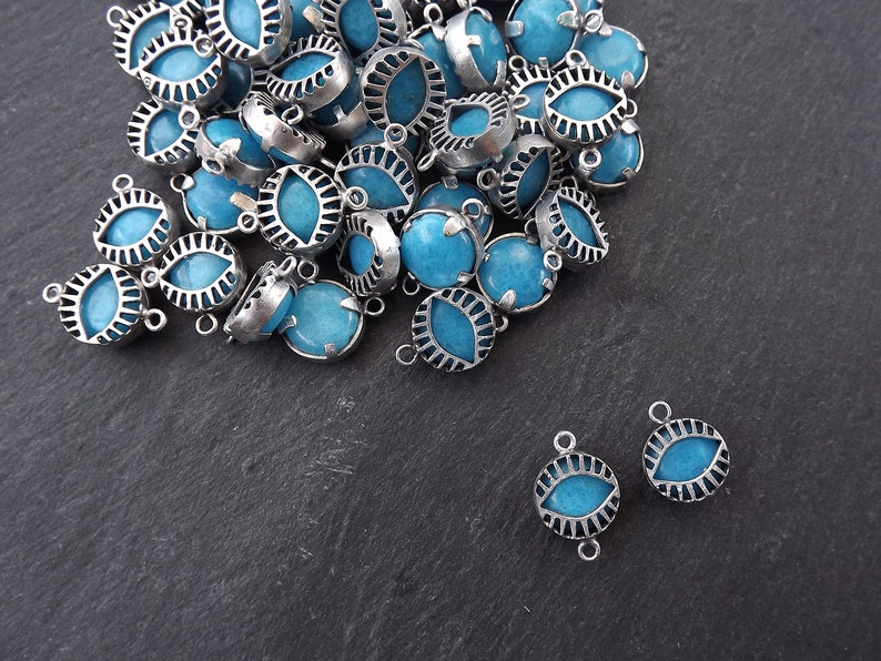 Blue Evil Eye Jade Stone Pendant Charm Evil Eye Pendant Evil Etsy