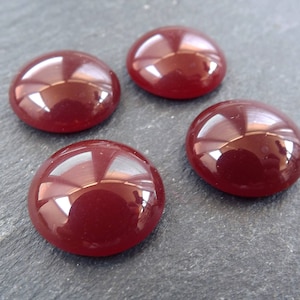 4pcs Pompeian Red Czech Round Glass Dome Cabochon Beads - 18mm