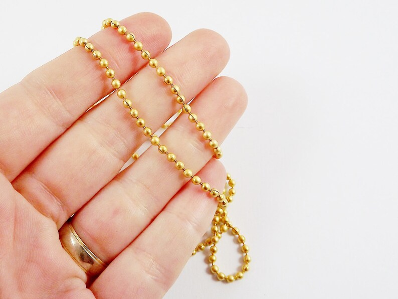 2mm Ball Chain 22k Matte Gold Plated 1 Meter or 3.3 Feet Etsy