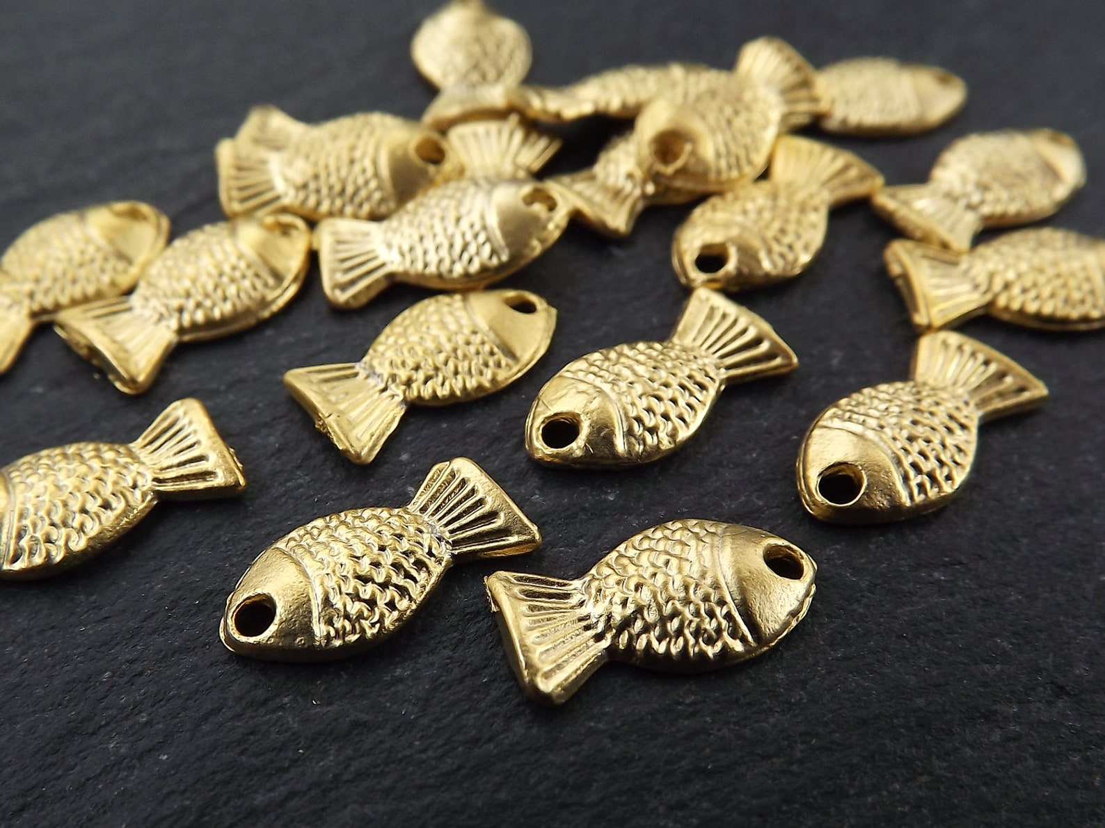 Mini Fish Charms Small Fishes Gold Fish Charms Bracelet Etsy