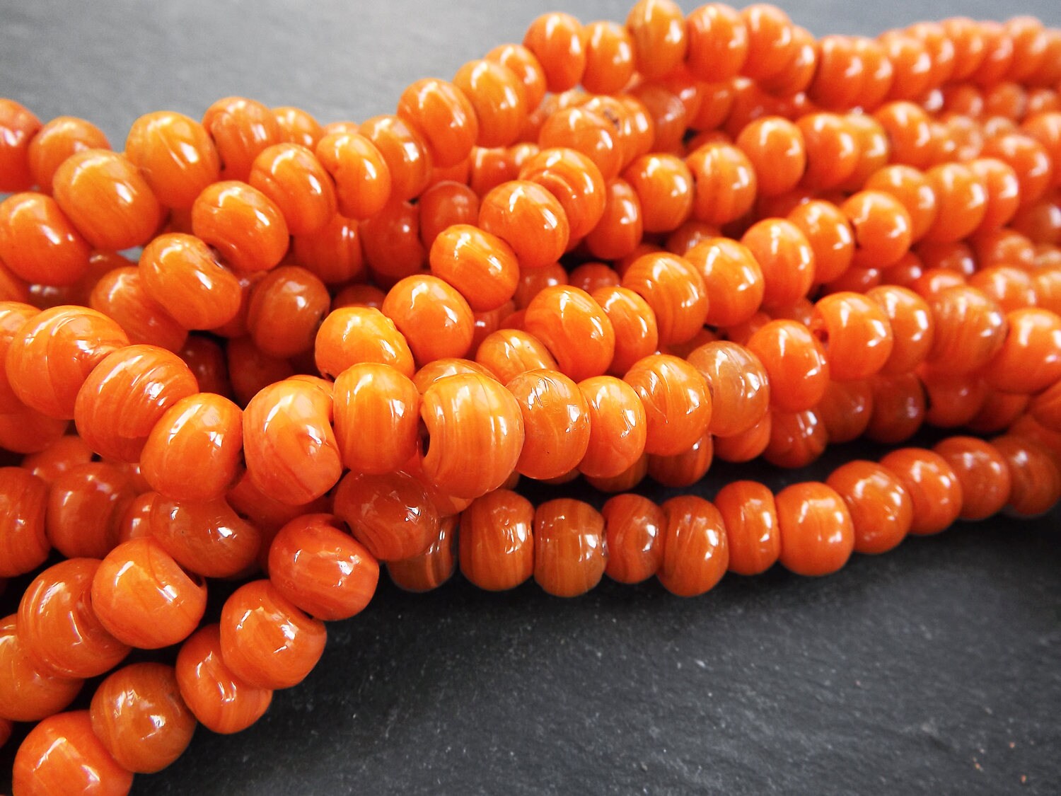 Orange Glass Beads Mixed Orange Tone Shades Rustic Glass Etsy