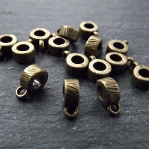 Mini Bead Bail, Charm Holder, Tiny Bail, Cord Bail, Slider Bail, Bronze ...
