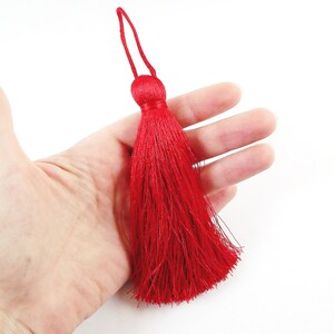 Extra Large Thick Red Thread Tassels 4.4 inches 113mm 1 pc image 3