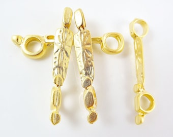 4 Tribal Etched Strand Spacer Bar Connector Separator - 2 Holes - 22k Matte Gold Plated