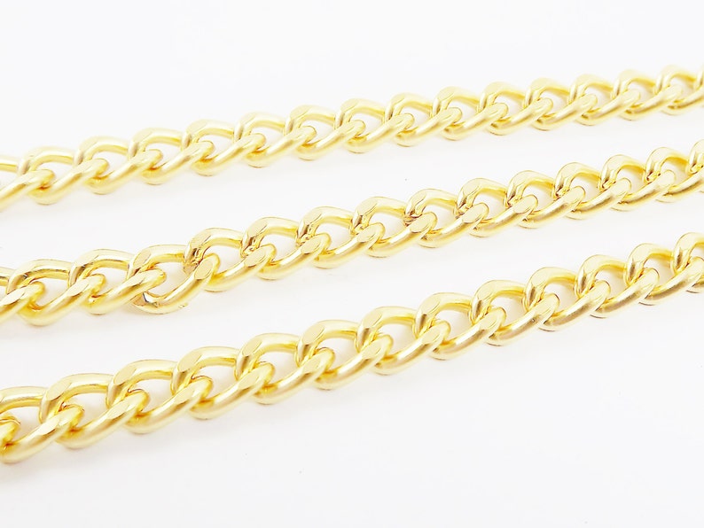Chunky Twisted Curb Chain 22k Matte Gold Plated 1 Meter Etsy