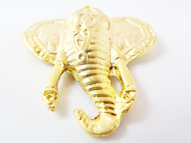 Exotic Elephant Head Pendant 22k Matte Gold Plated 1PC image 3