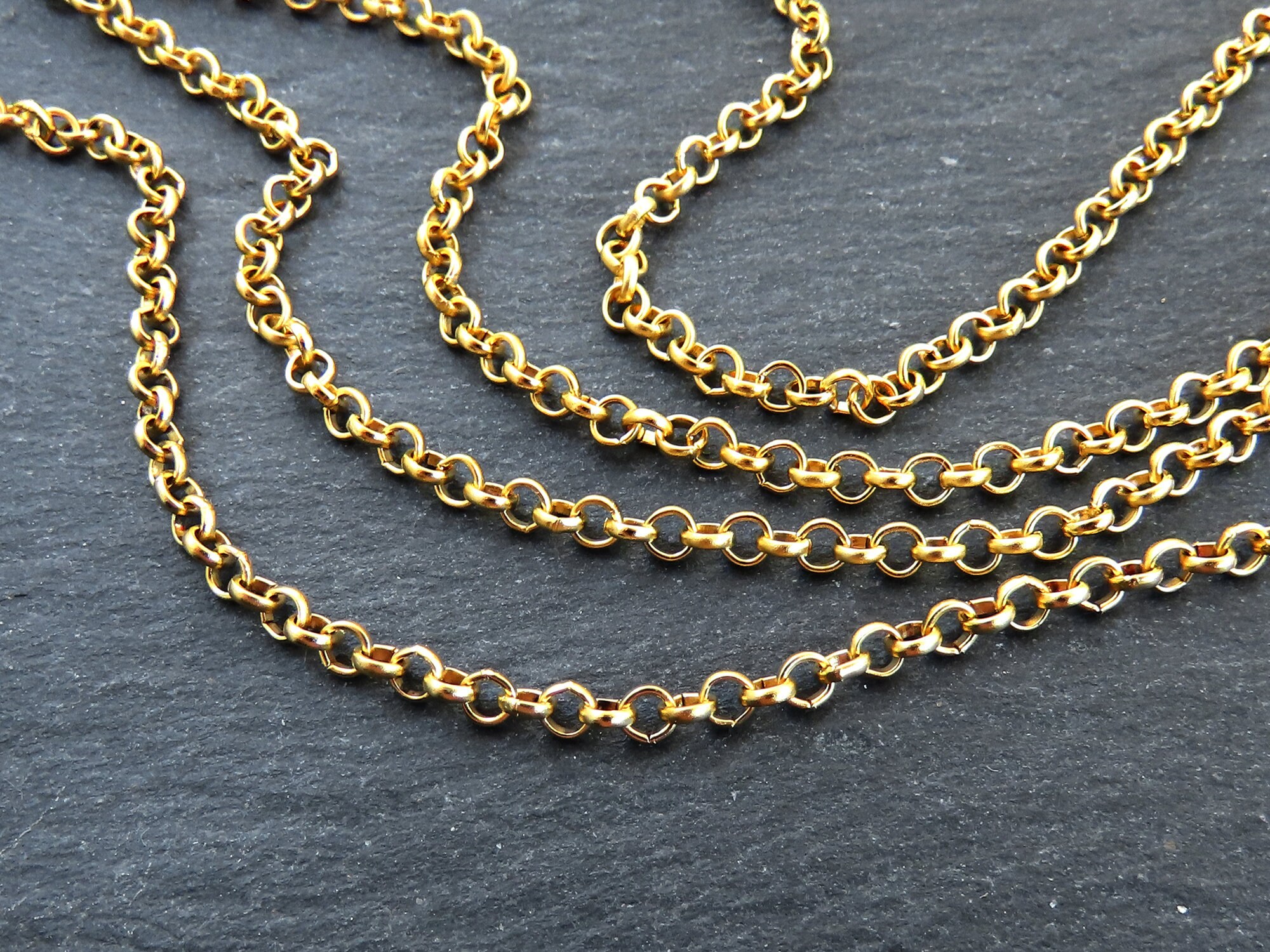 3mm Rolo Chain 22k Gold Plated 1 Meter 