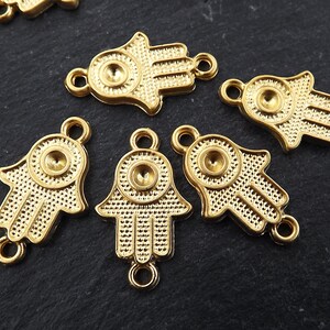 Hamsa Charms, Hand Charms, Hamsa Connectors, Small Hamsa, Hamsa Hand, Hamsa, Boho, Hand of Fatima Charm, 22k Matte Gold, 5PC