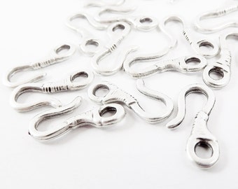 15 Hook Clasps - Matte Antique Silver Plated