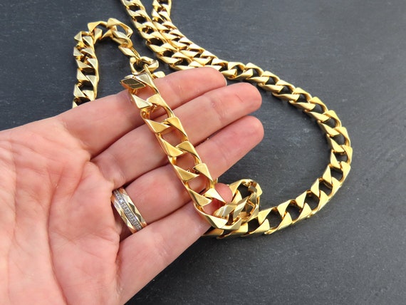 Chunky Flat Gold Chain Handle Decorative Strap for Toiletry 