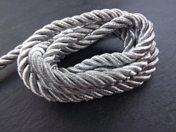 Cordone Intrecciato In Poliestere Grigio Argento – 22 Iarde (20m) X 3mm, A 3 Fili, Per Regali, DIY E Tiranti Per Tende