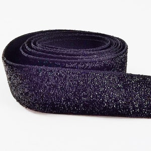 Zwart 20 mm (0,78 inch) glitterlint met metallic fluwelen randje - 1 meter (1,09 yards)