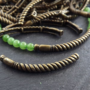 Designed and made by Anna Bronze stripped charms stripe antique bronze handmade jewelry findings beads spacer 3142 Bead bronze Tube