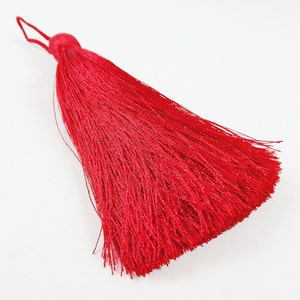 Extra Large Thick Red Thread Tassels 4.4 inches 113mm 1 pc image 2